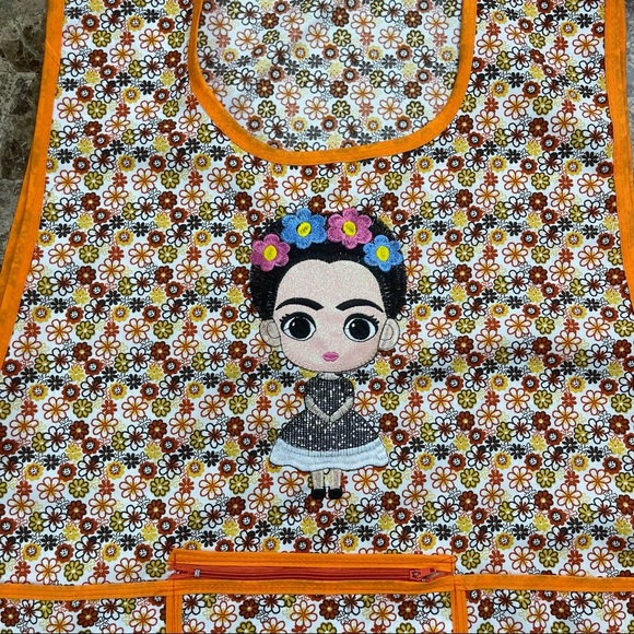Craft Apron Mexican Artisan Little Frida Embroidered,Mandil Artesanal Mexicano - Picture 3 of 9
